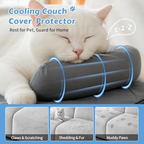 Cooling Dog Bed Mats with Neck & Head Support, 31.5 x 23.62 inch Grey - Image 4