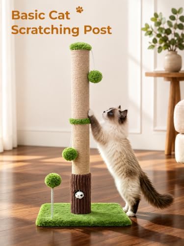 Woochpet Funny Cat Scratching Posts Sturdy Scratcher Posts 33'' Green - Image 4