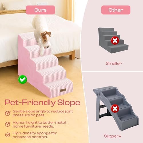 Miorun Dog Stairs for High Beds, 24.5" Foam Pet Ramp Step for Small Dogs - Image 6