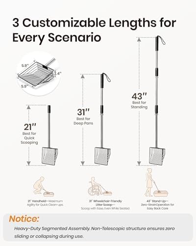 Cat Litter Scoop with Holder 43" Metal Litter Scooper with Stainless Steel Long - Image 5