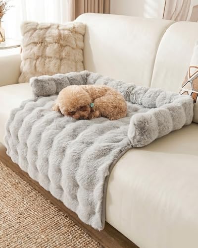 Calming Dog Bed/Mat for Couch, Faux Rabbit Fur Pet Sofa Furniture Protector by IUUI