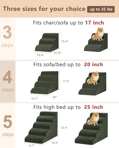 Aodisman Dog Stairs for Small Dogs, 3 Step Dog Ramp for Couch, Non-Slip Steps - Image 2