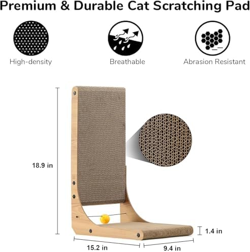 FUKUMARU Cat Scratcher, 18.9 Inch L Shaped Cat Scratch Pad - Image 3