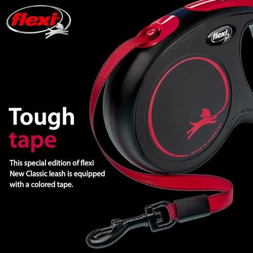 FLEXI® New Classic Tape Retractable Dog Leash, Medium 16ft -Black Red - Image 4