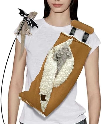 Adjustable Fluffy Bearded Dragon Sling Carrier Bag, Reptile Carrier by WATFOONpets