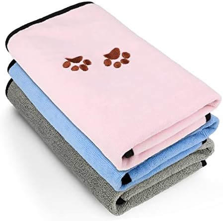 3Pieces Microfiber Pet Bath Towel Dog Towel.Dog Towel Soft Absorbent Drying by Wipela