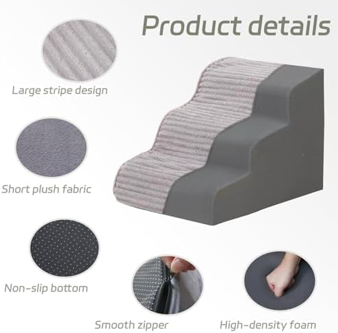 Laojin Balhen Dog Stairs for Small Dogs & Cats 15.7" H, High Density Foam Dog - Image 4