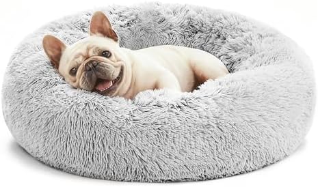 Love's cabin Calming Cat Bed for Indoor Cats, Anti-Anxiety Donut Round Dog Bed by Lovescabin
