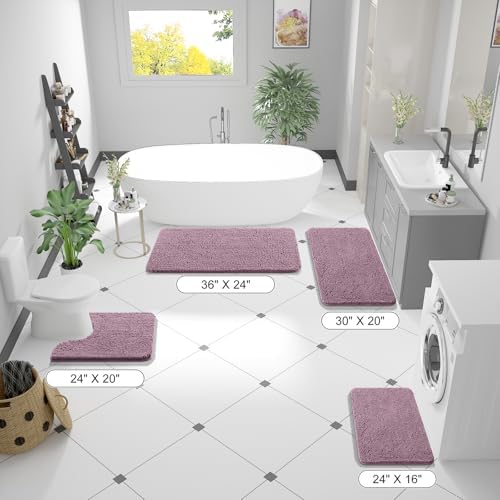 OLANLY Bathroom Runner Rugs 47x17, Extra Soft Absorbent Chenille Bath Rugs - Image 2