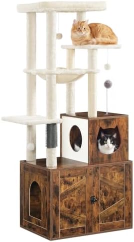 HOOBRO Cat Tree with Litter Box Enclosure, Tall Cat Tower by HOOBRO