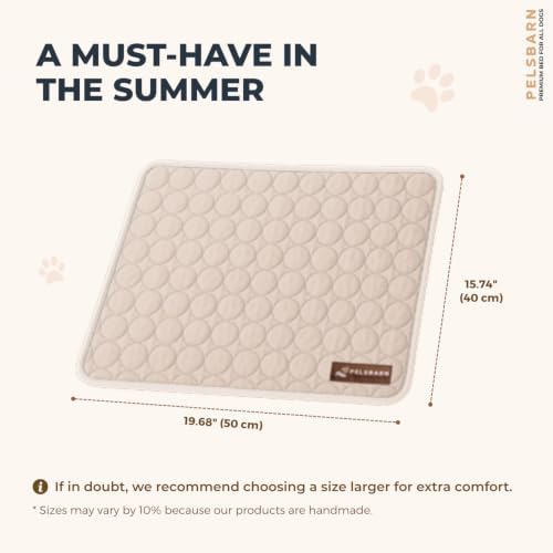 Pelsbarn Dog Cooling Mat, Ice Silk Self-Cooling Pad, Light Beige - Image 3