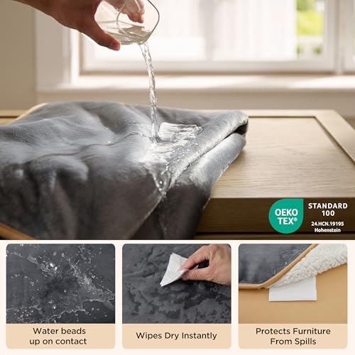 Bedsure Waterproof Blanket for Bed Soft Sherpa Fleece Throw, King 108"x86" - Image 3