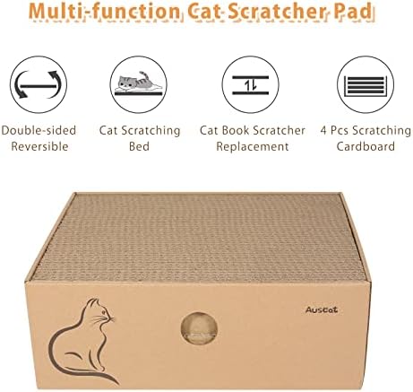 AUSCAT Cat Cardboard Scratcher, 14.8" L x 10.8" W x 5.2" H. - Image 2