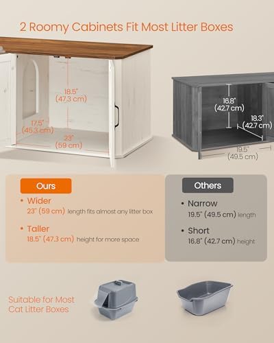 Feandrea Double Cat Litter Box Enclosure, Furniture Hidden - Image 4