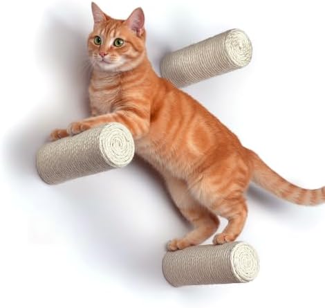 xympo Wall-Mounted Cat Climbing Steps, Floating Sisal Scratching Posts by xympo