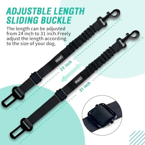 COOYOO Dog Seat Belt, 3 Piece Set Retractable Dog Car Harness Adjustable - Image 5