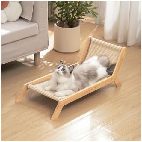 Avont Sisal Cat Scratcher Bed for Indoor Cats, Solid Wood Scratching Lounge by Avont