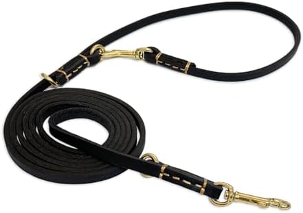 Multi Function 8ft Genuine Leather Hands Free Dog Training Leash by GuidingStar