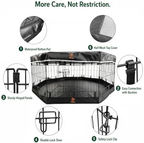 PJYuCien Puppy Playpen with Top Cover & Bottom Pad, 8 Panels 36" H - Image 2