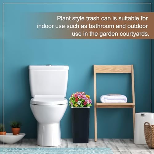 Jingmore Dog Poop Trash Can Outside 3.96 Gal/15 L, Colorful Flower Black - Image 4