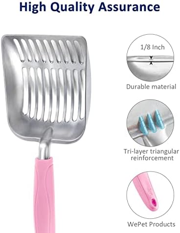 WePet Cat Litter Scoop, Aluminum Alloy Sifter, Kitty Metal Scooper, Deep Shovel - Image 4