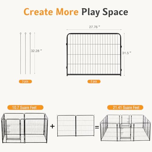 NEWBULIG Dog Playpen Indoor 32 Inch 2 Panels, Metal Outdoor Dog Fence Pen - Image 5