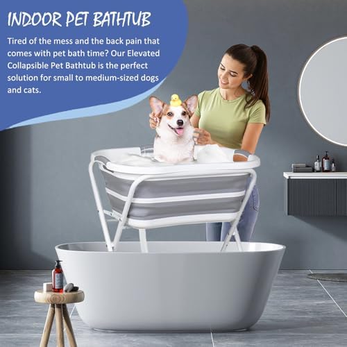 2 in 1 Elevated Dog Bath Tub & Foldable Washing Station - Image 2