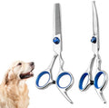 Professional Dog Grooming Scissors Set, Teeth Thinning Shears, Curved Safety by Erioscar