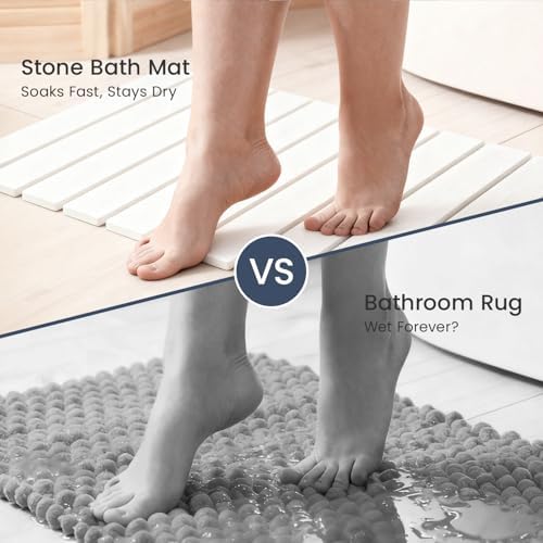 Meowoo Foldable Stone Bath Mat, 15.7" x 11.8" Diatomaceous Earth Mat - Image 6