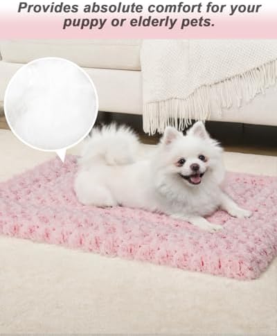 Exsnugy Washable Dog Bed Mat Medium Size Fluffy Pet Crate Pad 30x19 - Image 2