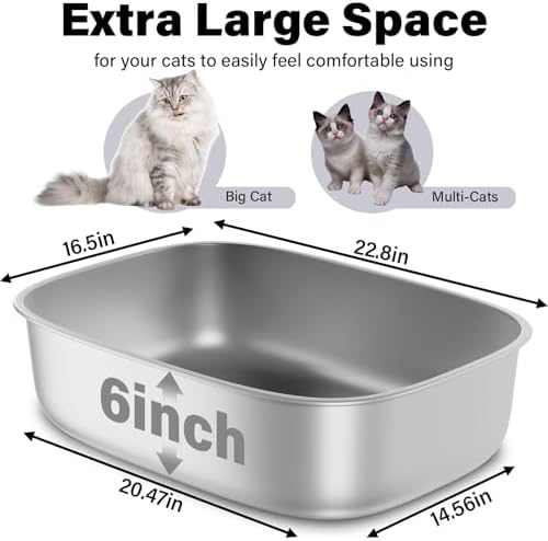 Stainless Steel Litter Box, Oval Metal Litter Box XL - Image 2
