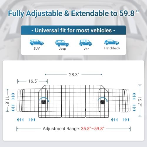 rabbitgoo Dog Car Barrier for SUV, Heavy-Duty Steel Wire Pet Gate - Image 4