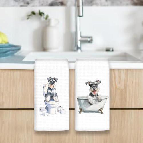 Funny Schnauzer Dog Hand Towels Set of 2, Gifts - Image 6