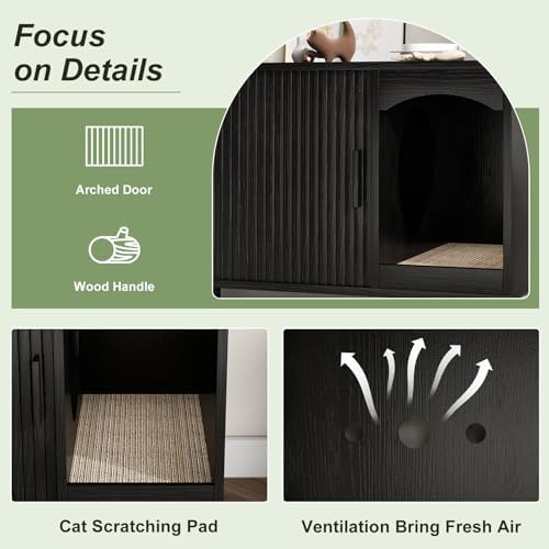 Cat Litter Box Enclosure Furniture, Fluted Hidden Litter Box - Image 4