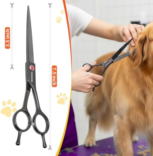 7.5'' Dog Straight Scissors for Grooming 440C Stainless Steel Professional Pet - Image 6