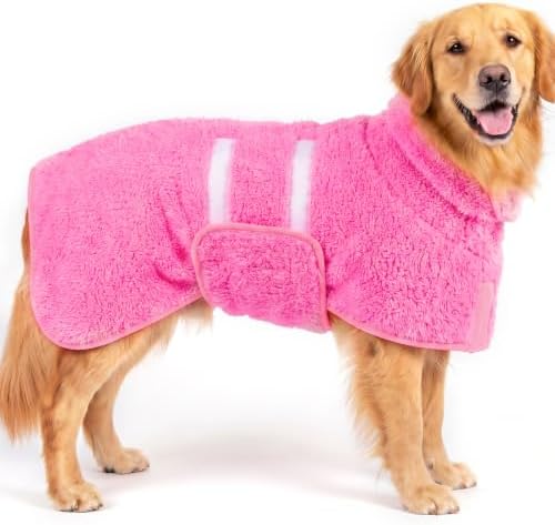 Dog Bathrobe, Super Absorbent for Small to Large Dogs, Rose Pink XL by Bienbee