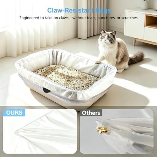 Drawstring Cat Litter Box Liners, 2 Mil Thick Claw Resistant Cat Pan Liner) - Image 3