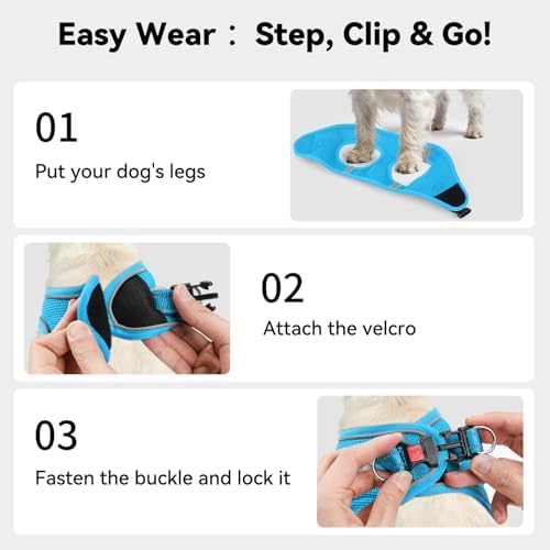 Joytale Step-in Dog Harness, Soft Breathable Mesh, Sky Blue XS - Image 3