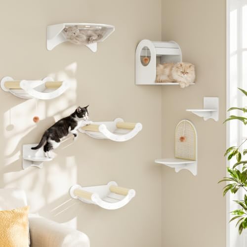 HOOBRO Wood Cat Wall Shelves for Large Cats, Wall-Mounted Cat Shelves and by HOOBRO