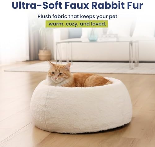 PAWSPIK Comfort Orthopedic Faux Rabbit Fur Memory Foam Cat & Small Dog Bed - Image 4