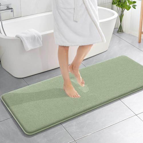 OLANLY Memory Foam Bathroom Runner Rugs 59x20, Long Bath Mats, Sage Green by OLANLY
