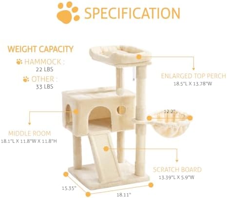 SHA CERLIN Cat Tree 36 Inches Cat Tower - Image 3