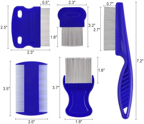6 Pack Flea Comb for Cats Dogs, Stainless Steel Dog Cat Grooming Combs - Image 2