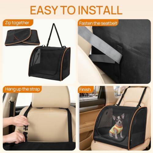 Dog Car Seat, Enclosed Carrier for Pets Travel Safety Dog Crate Soft-Sided - Image 3