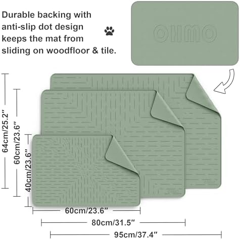 OHMO XL Cat Litter Mat, 37.5x25.2 Silicone Trapping Mat Sage Green - Image 5