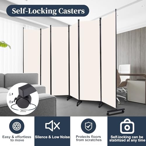 Room Divider 6 Panel-132''Wide Folding Privacy Screen, Large Partition Wall - Image 3