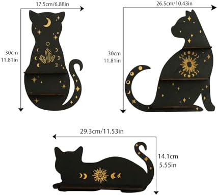 Artilady Crystal Display Shelf Gothic Decor, Cat Floating Shelves Storage - Image 2