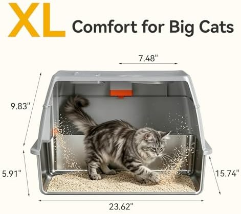 XL Enclosed Stainless Steel Litter Box - Image 5