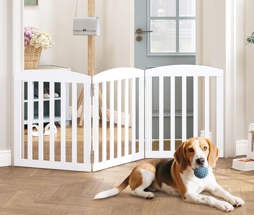 SPIRICH Wooden Freestanding Foldable Dog Gate, Stylish Modern - Image 2