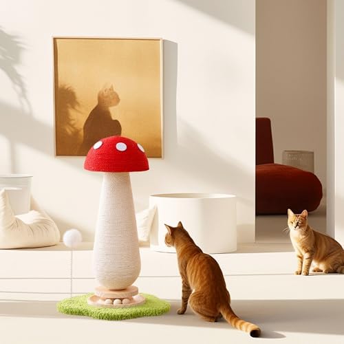 Mushroom Cat Scratching Post Cat Tree, 21.5‘’ H Cute Cat Scratcher Tower - Image 6